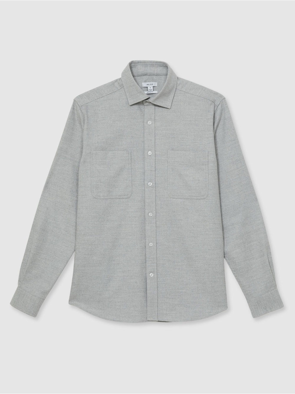NWOT Reiss Crawford Twin-Pocket Button-Through Overshirt in Soft Grey Men's XXL